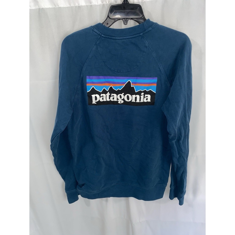 Patagonia Men's P-6 Logo Organic Cotton Crewneck Sweatshirt Small Teal 39603